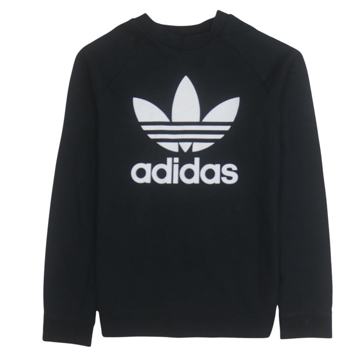 Adidas Womens Black Size 12 Crew Neck Logo Pullover Sweatshirt