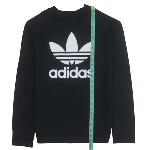 Adidas Womens Black Size 12 Crew Neck Logo Pullover Sweatshirt
