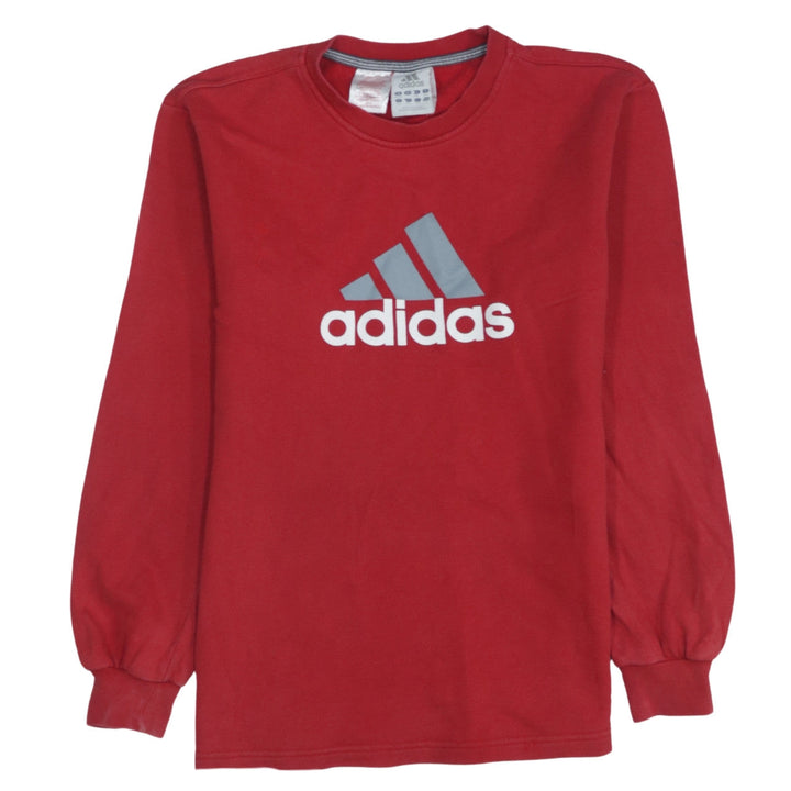 Adidas Boys Red Crew Neck Pullover Sweatshirt 13-14 Years Logo Graphic