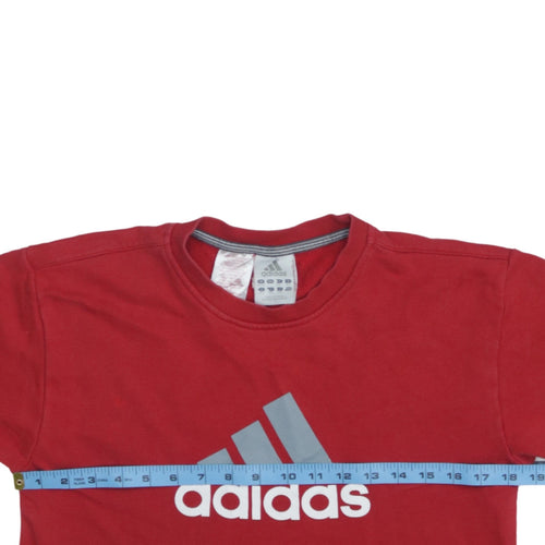 Adidas Boys Red Crew Neck Pullover Sweatshirt 13-14 Years Logo Graphic