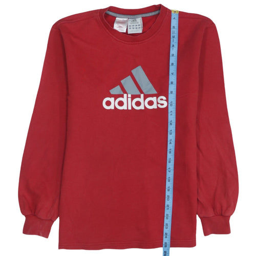 Adidas Boys Red Crew Neck Pullover Sweatshirt 13-14 Years Logo Graphic