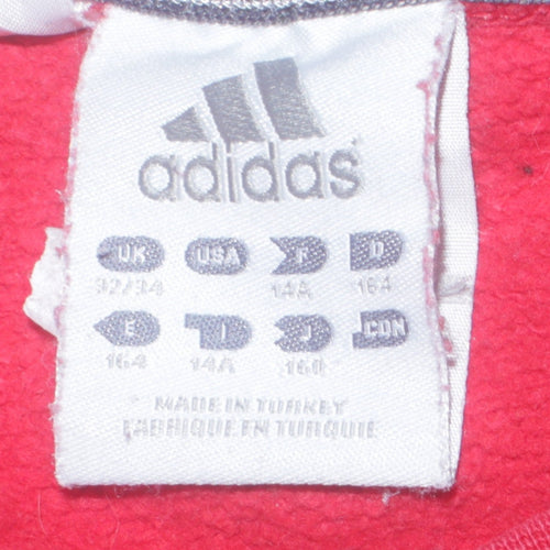 Adidas Boys Red Crew Neck Pullover Sweatshirt 13-14 Years Logo Graphic