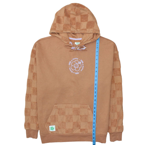 Vans Mens Brown Small Pullover Hoodie Checkerboard Fleece Cotton Blend