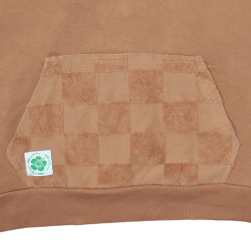 Vans Mens Brown Small Pullover Hoodie Checkerboard Fleece Cotton Blend