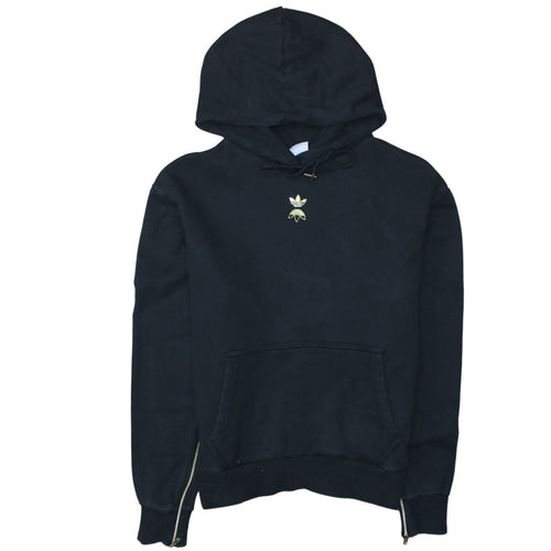 Adidas Womens Black Medium Pullover Hoodie Gold Logo Cotton Blend