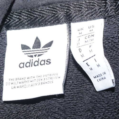 Adidas Womens Black Medium Pullover Hoodie Gold Logo Cotton Blend