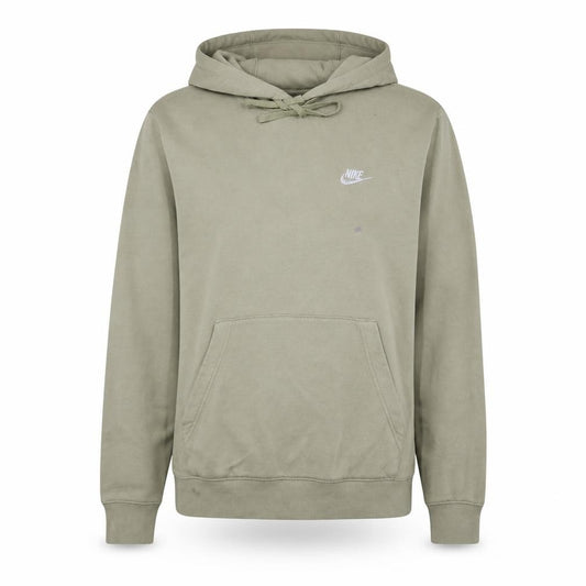 Front view of Nike Women’s Beige Pullover Hoodie Small Logo Cotton Blend