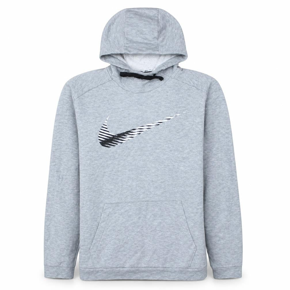 Front view of Nike Men's Grey Pullover Hoodie M Dri-Fit Sportswear