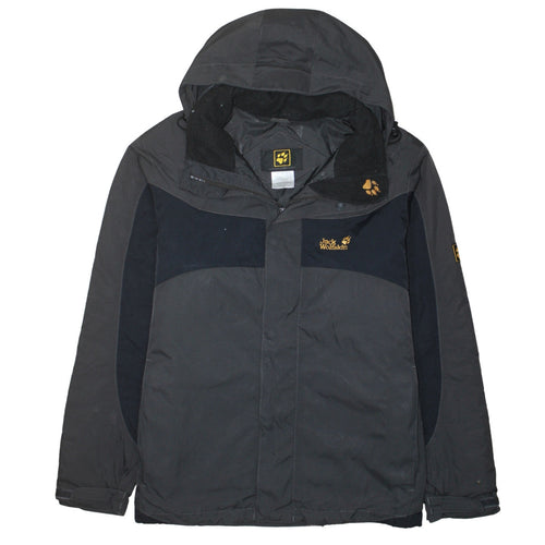 Jack Wolfskin Men's Grey Hooded Waterproof Parka Jacket L 42in