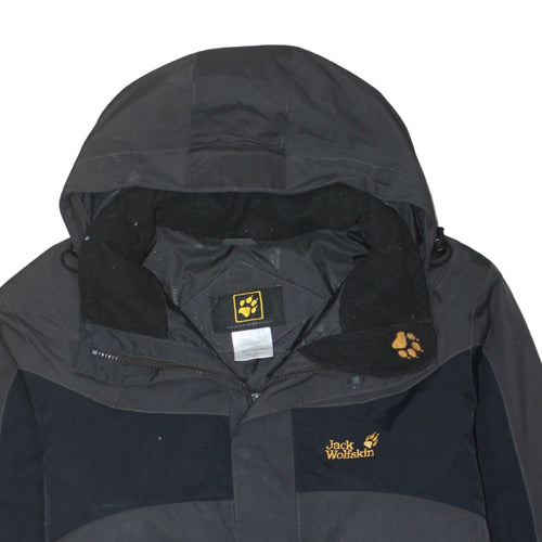Jack Wolfskin Men's Grey Hooded Waterproof Parka Jacket L 42in
