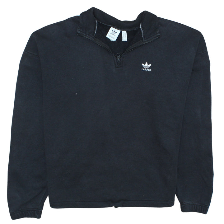 Adidas Women’s Black 1/4 Zip Sweatshirt Size UK 10 Cotton Blend