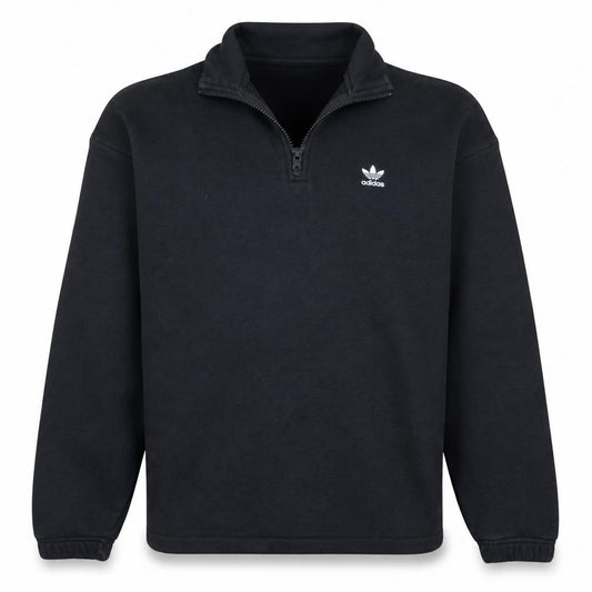 Front view of Adidas Women’s Black 1/4 Zip Sweatshirt, size UK 10, Cotton Blend