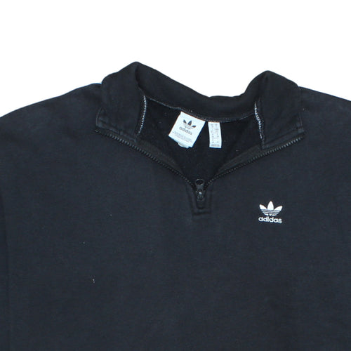 Adidas Women’s Black 1/4 Zip Sweatshirt Size UK 10 Cotton Blend