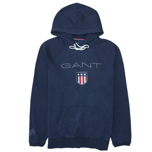 GANT Men's Blue Pullover Hoodie XL Embroidered Logo Fleece Sweatshirt