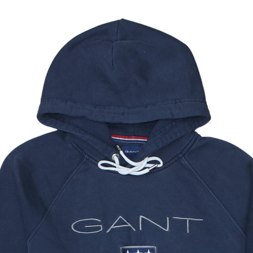 GANT Men's Blue Pullover Hoodie XL Embroidered Logo Fleece Sweatshirt
