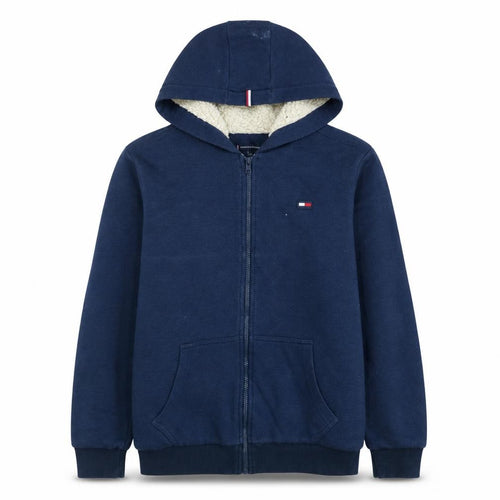 Tommy Hilfiger Boys Blue Full Zip Hoodie Sherpa Lined Size 176