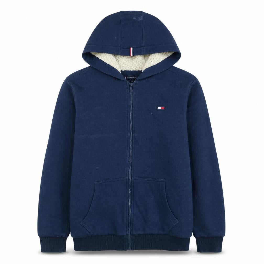 Tommy Hilfiger Boys Blue Full Zip Hoodie Sherpa Lined Size 176