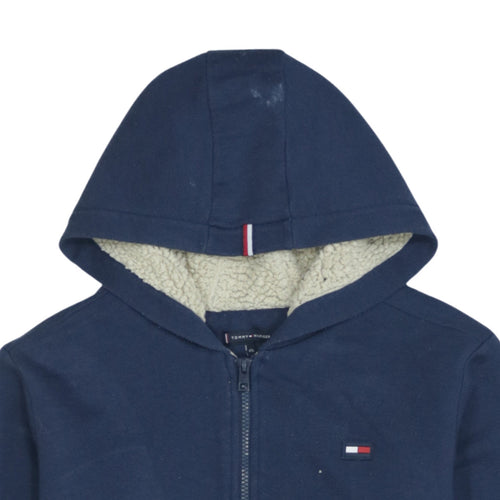 Tommy Hilfiger Boys Blue Full Zip Hoodie Sherpa Lined Size 176