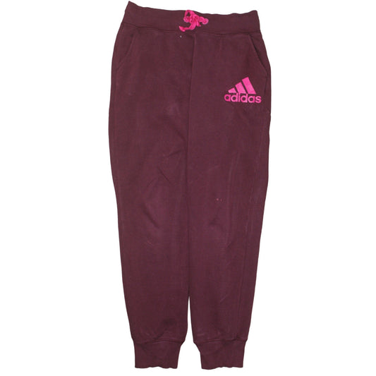 Adidas Women Burgundy Sweatpants Small 8-10 Joggers Drawstring Pockets