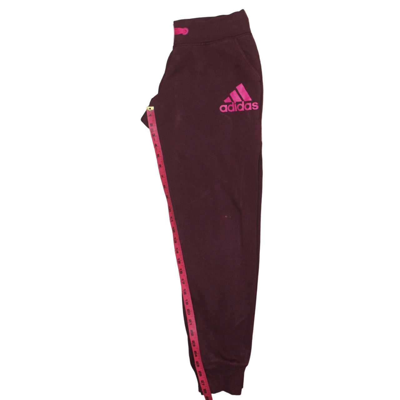 Adidas Women Burgundy Sweatpants Small 8-10 Joggers Drawstring Pockets