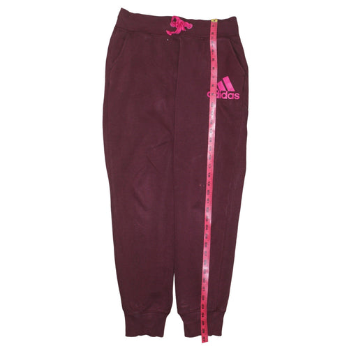 Adidas Women Burgundy Sweatpants Small 8-10 Joggers Drawstring Pockets