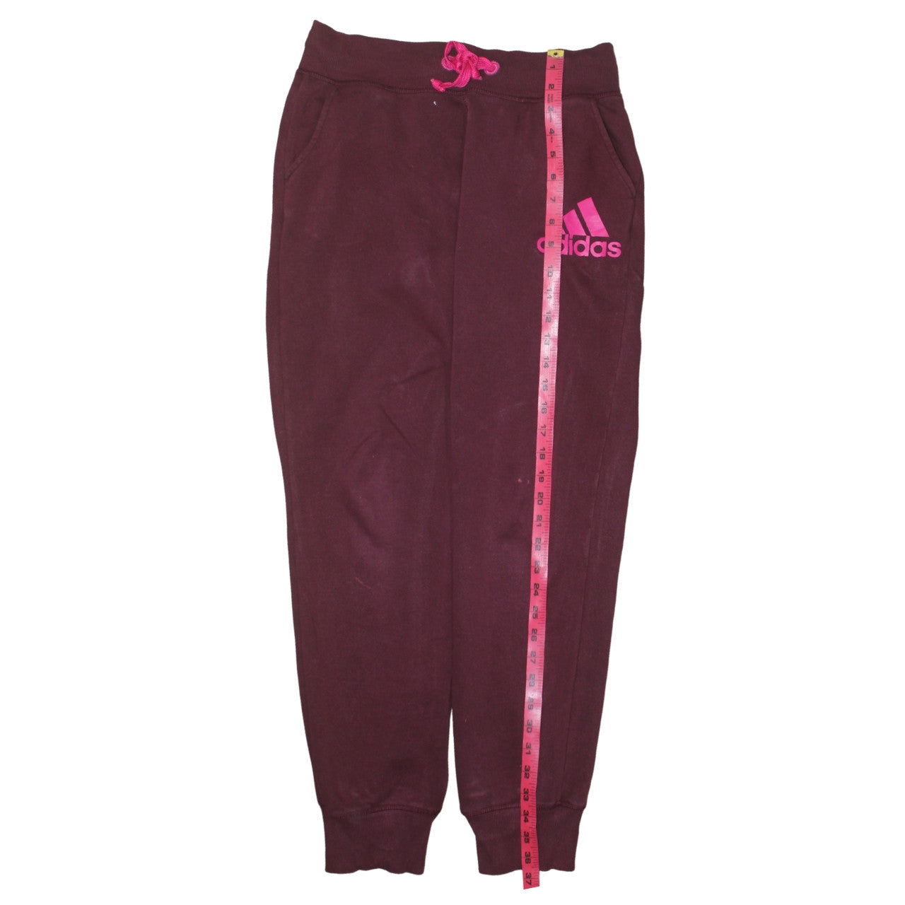 Adidas Women Burgundy Sweatpants Small 8-10 Joggers Drawstring Pockets