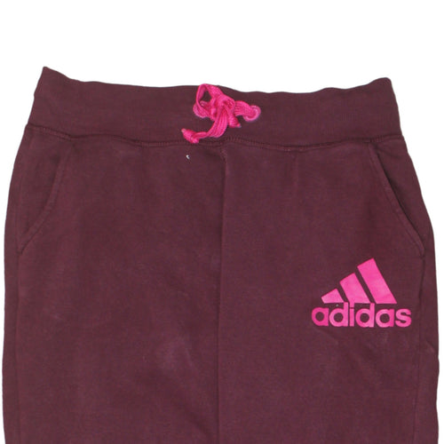 Adidas Women Burgundy Sweatpants Small 8-10 Joggers Drawstring Pockets