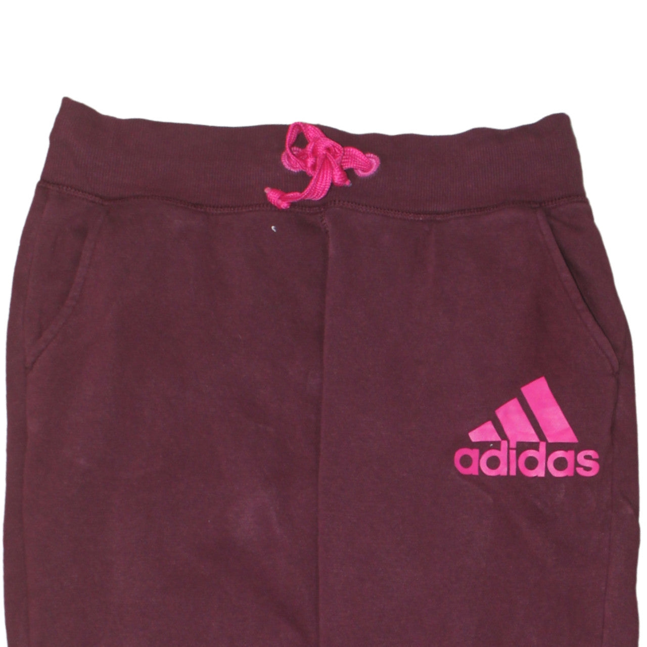 Adidas Women Burgundy Sweatpants Small 8-10 Joggers Drawstring Pockets