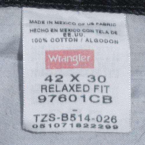 Wrangler Men's Black Relaxed Fit Denim Jeans 42x30 Straight Leg