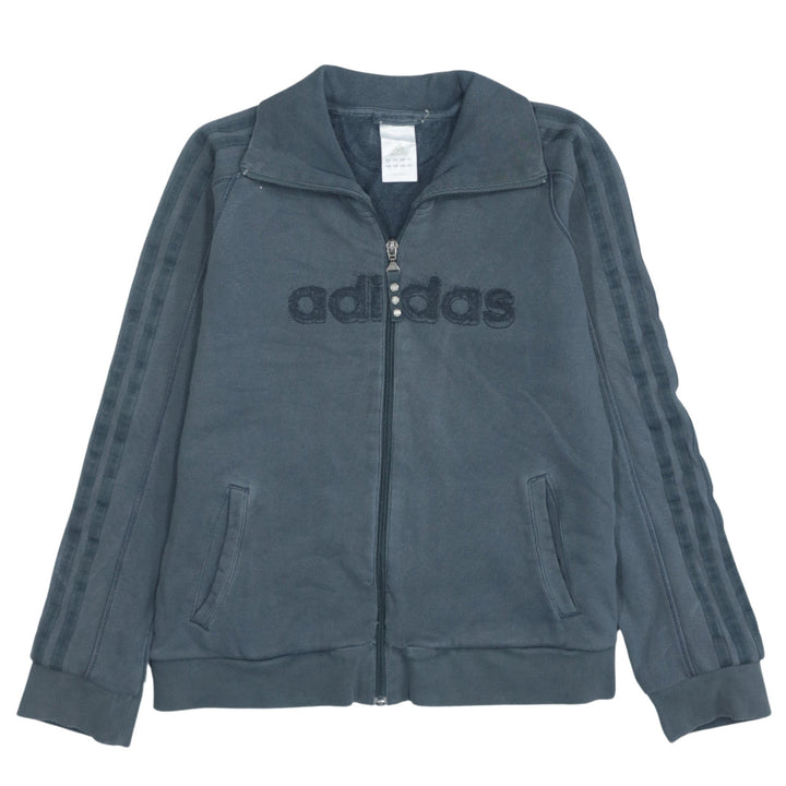 Adidas Women’s Grey Full Zip Hoodie Size 12 Casual Logo Sweatshirt