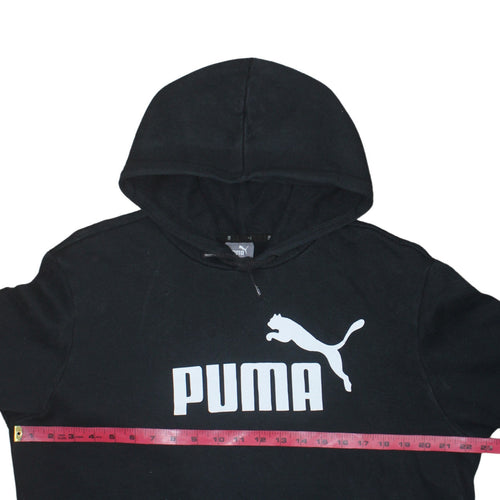 Puma Men's Black Pullover Hoodie L Regular Fit Sports Logo Fleece