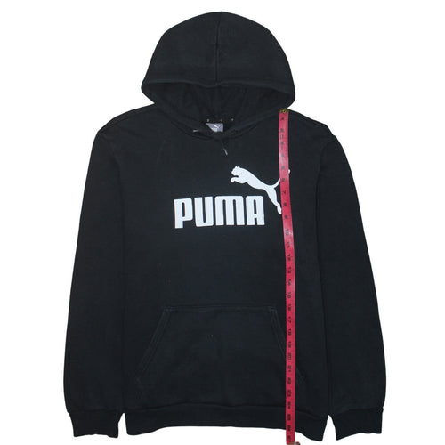 Puma Men's Black Pullover Hoodie L Regular Fit Sports Logo Fleece