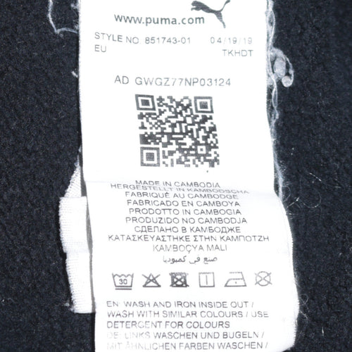 Puma Men's Black Pullover Hoodie L Regular Fit Sports Logo Fleece