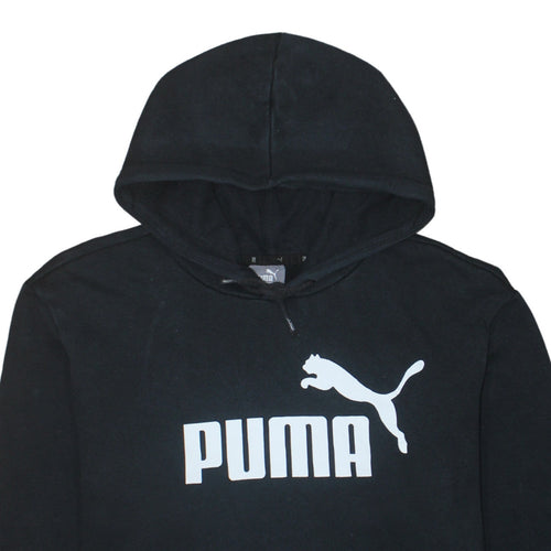 Puma Men's Black Pullover Hoodie L Regular Fit Sports Logo Fleece