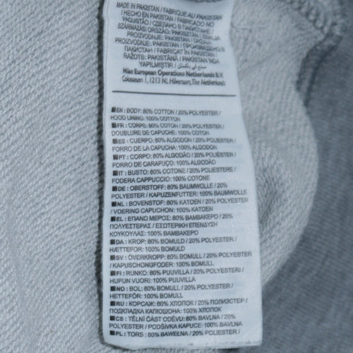 Nike Men's Grey Pullover Hoodie Medium Regular Fit Logo Sweatshirt