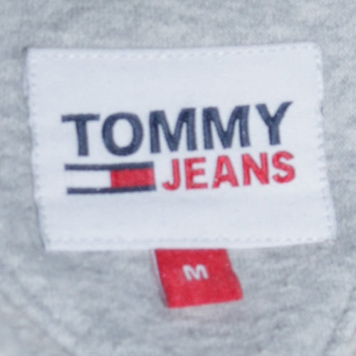 Tommy Jeans Men's Grey Pullover Hoodie M Embroidered Logo