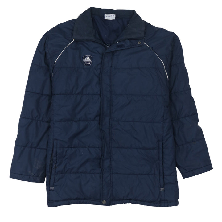 adidas Boys Blue Puffer Jacket 16 Years Winter Mid-Length Quilted Coat