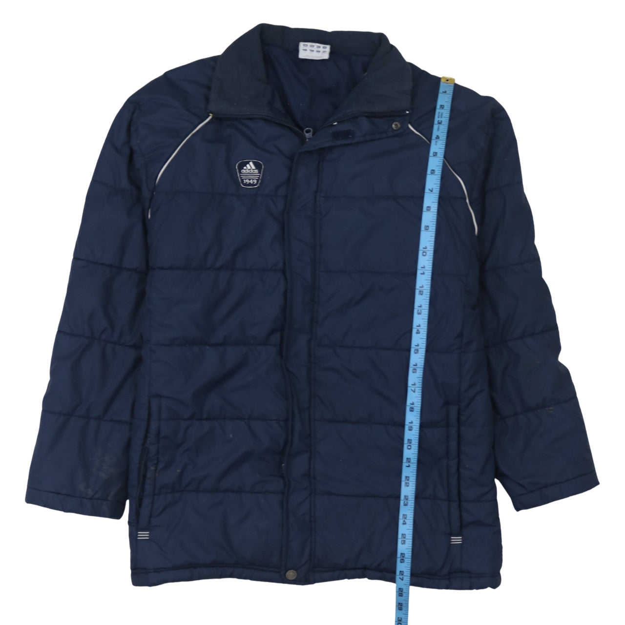 adidas Boys Blue Puffer Jacket 16 Years Winter Mid-Length Quilted Coat
