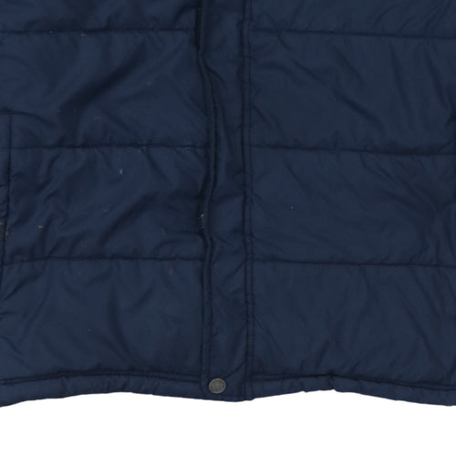 adidas Boys Blue Puffer Jacket 16 Years Winter Mid-Length Quilted Coat