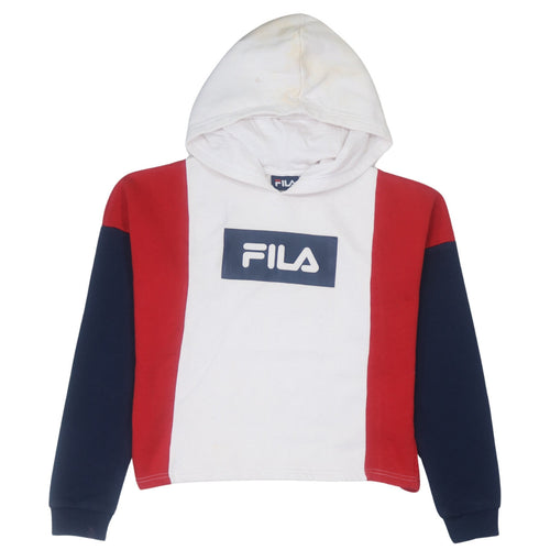 Fila Women's Red White Navy Colourblock Pullover Hoodie Size S