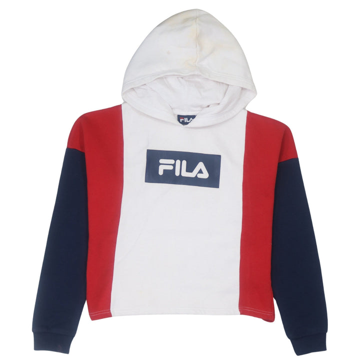 Fila Women's Red White Navy Colourblock Pullover Hoodie Size S
