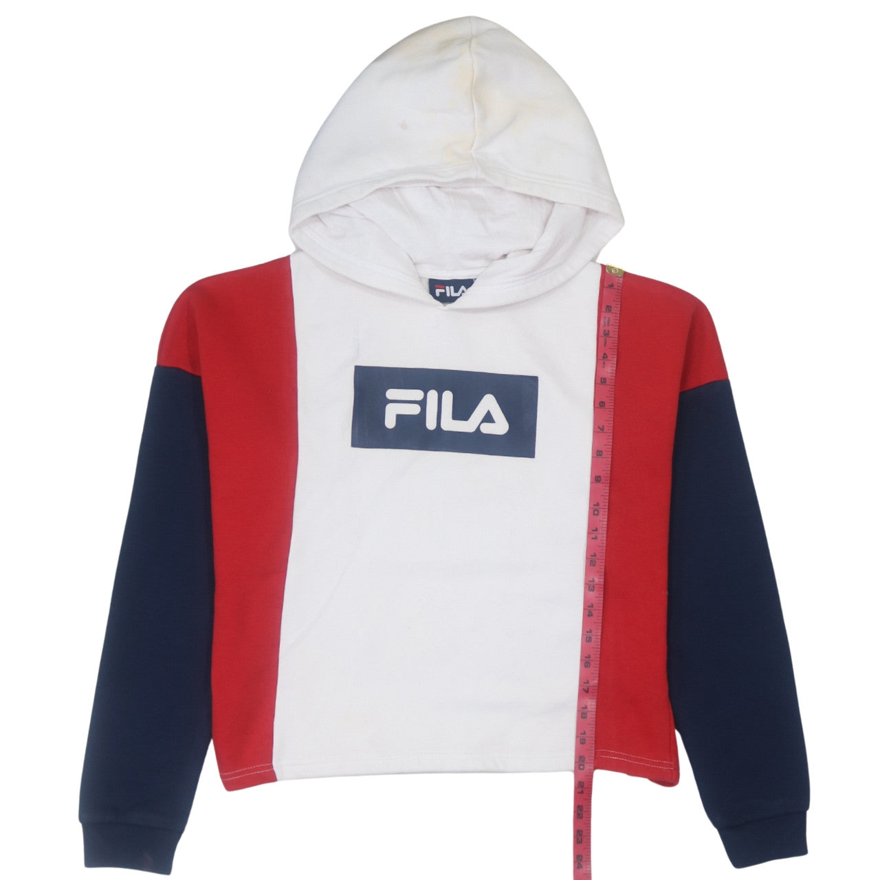 Fila Women's Red White Navy Colourblock Pullover Hoodie Size S