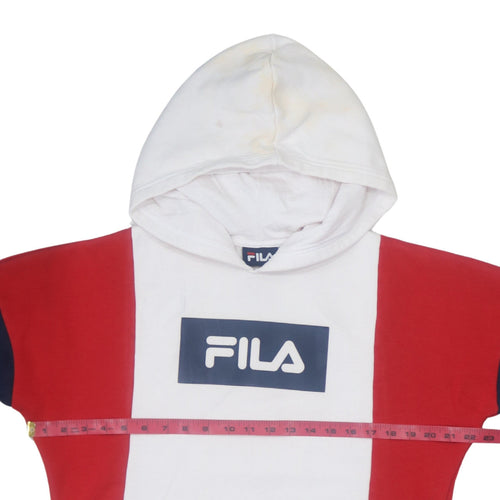 Fila Women's Red White Navy Colourblock Pullover Hoodie Size S