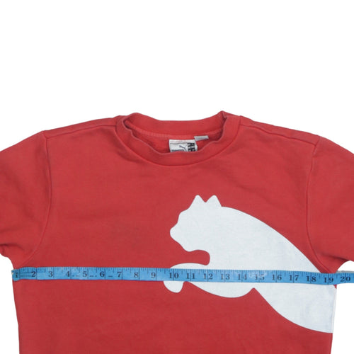 Puma Boys Red Crew Neck Pullover Sweatshirt - 12 Years