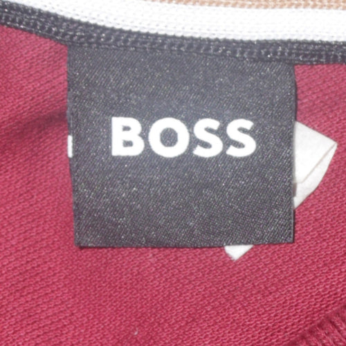 BOSS Men's Red Cotton Polo Shirt Size M Regular Fit