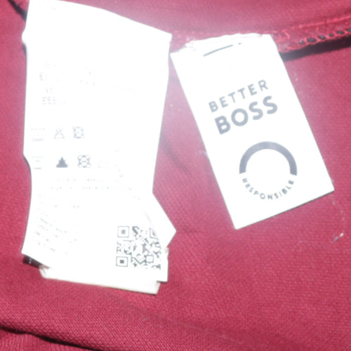 BOSS Men's Red Cotton Polo Shirt Size M Regular Fit