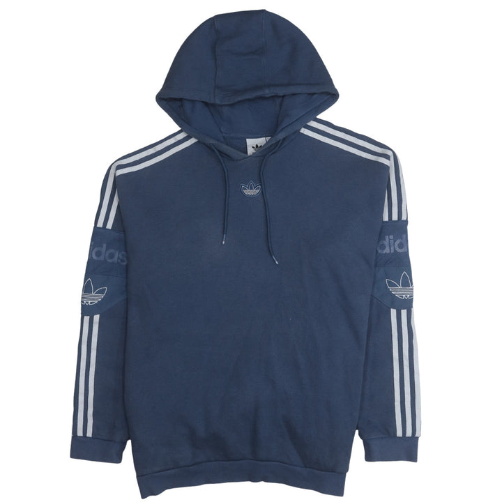 Adidas Womens Blue Pullover Hoodie Medium Logo Classic 3-Stripes