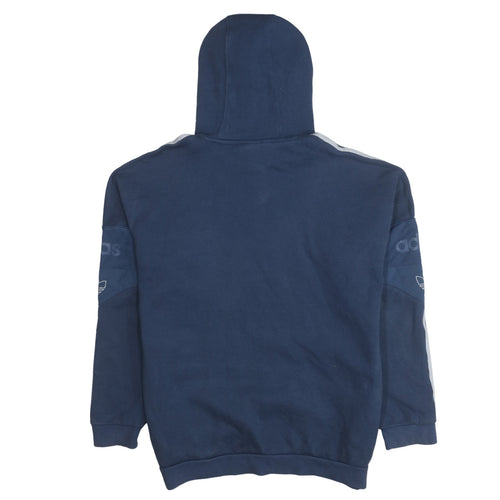 Adidas Womens Blue Pullover Hoodie Medium Logo Classic 3-Stripes