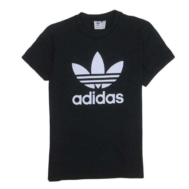 Adidas Womens Black Cotton T-Shirt Size 12 Short Sleeve Crew Neck