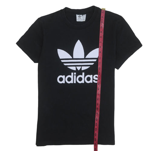 Adidas Womens Black Cotton T-Shirt Size 12 Short Sleeve Crew Neck